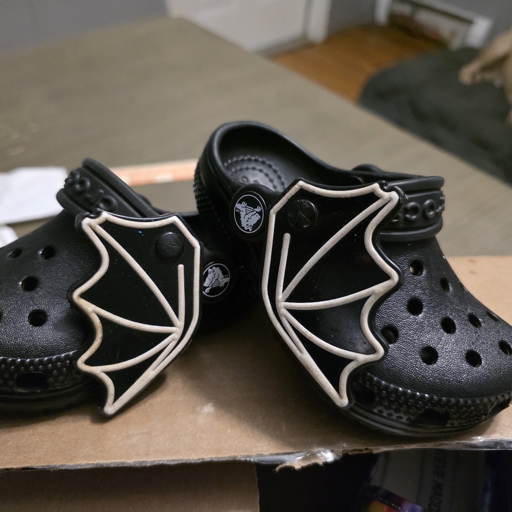 Offical Kids Crocs Black Bat Wing Shoes